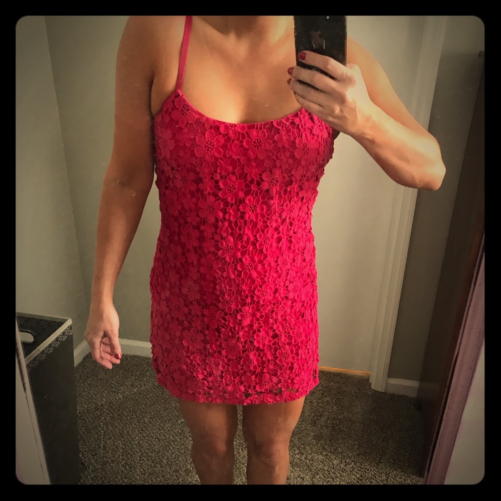 Hot pink crocheted flowers dress 🌺
